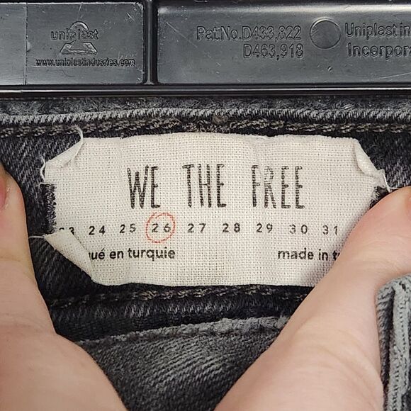 WE THE FREE PEOPLE Gray Embroidered Straight Leg Raw Hem Denim Jeans SIZE 26 - Picture 13 of 16